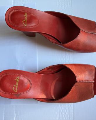 Sabot Clarks pelle rossa donna Tg.39