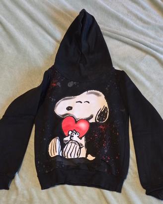 Felpa con cappuccio nera Snoopy Peanuts 