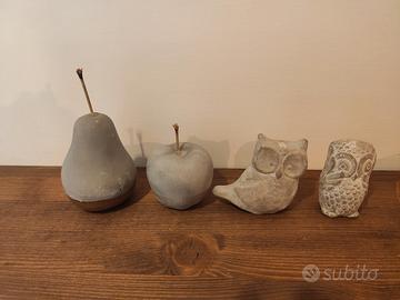 lotto 4 soprammobili in cemento 