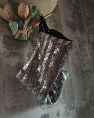 Zaino sacchetto con paillettes argento Come nuovo