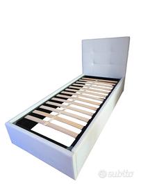 letto singolo contenitore in ecopelle Bianco 