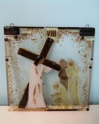 via crucis in vetro fuso di Murano n. 13 lastre
