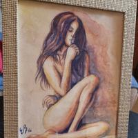 Dipinto acquerello fatto a mano con cornice