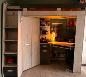 Cameretta letto soppalco  L.204 x H.190 x P.120