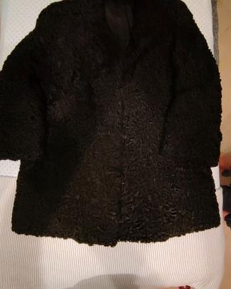 Giacca vintage in Astrakan nero, pelletteria