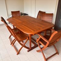 Tavolo teak esterno con sei sedie