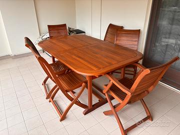 Tavolo teak esterno con sei sedie