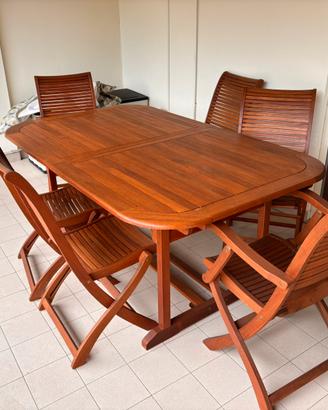 Tavolo teak esterno con sei sedie
