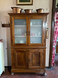 Credenza vetrina doppio corpo in legno massello co