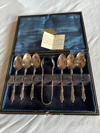 6 cucchiaini + pinza xx secolo Inghilterra