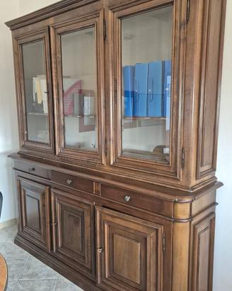 Mobile credenza con vetrina in legno