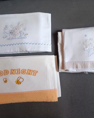 3 set completi lenzuola lettino bambini