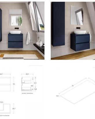 Mobile bagno sospeso per lavabo colore blu