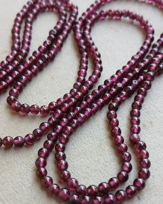Collana doppio filo in pietra granato naturale