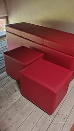 baule panca con due pouf ecopelle 
