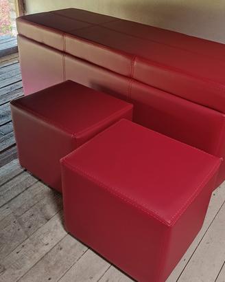 baule panca con due pouf ecopelle 