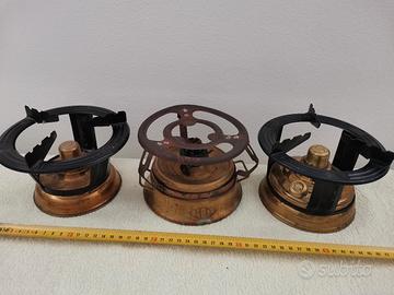 3 FORNELLI DA CAMPO VINTAGE OTTONE FERRO 