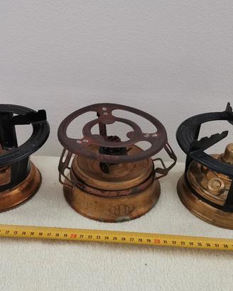 3 FORNELLI DA CAMPO VINTAGE OTTONE FERRO 