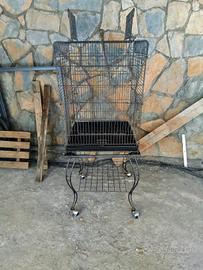 gabbia per pappagalli su piedistallo con rotelle 