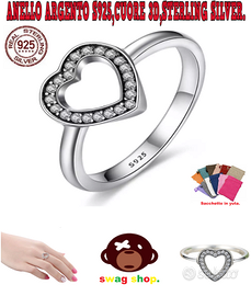 Anello Argento S925 Cuore 3D punto luce princess