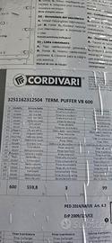 Serbatoio acqua Cordivari TERM. PUFFER VB 600