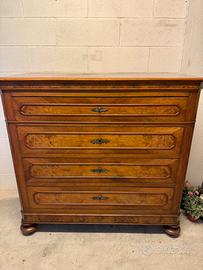 Cassettone antico in noce e radica fine 800