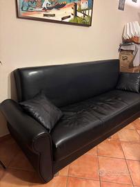 Divano letto ecopelle nero - con contenitore
