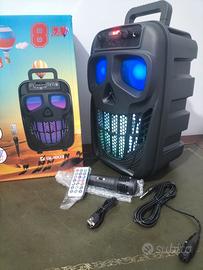 Cassa bluetooth portatile karaoke 100 watt pmpo 