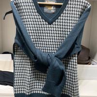 maglione di lana scollo a V pied de poule