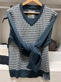 maglione di lana scollo a V pied de poule