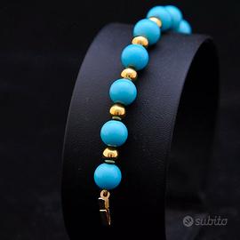 BRACCIALE ZEUS IN ORO GIALLO 18 KT SFERE TURCHESI