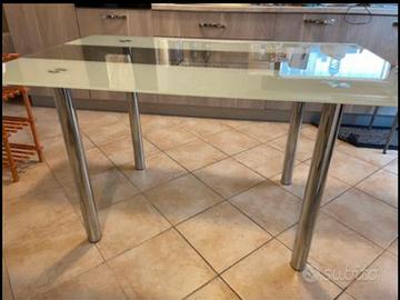 Tavolo in vetro misto satinato trasparente