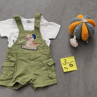 salopette corta e maglia, 3-6m