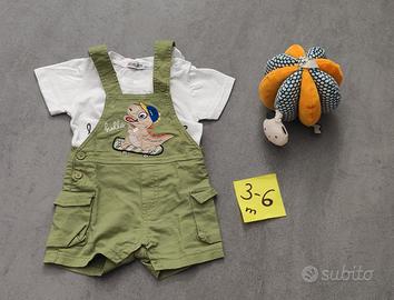 salopette corta e maglia, 3-6m