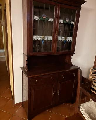 Vetrinetta antica in rovere e noce