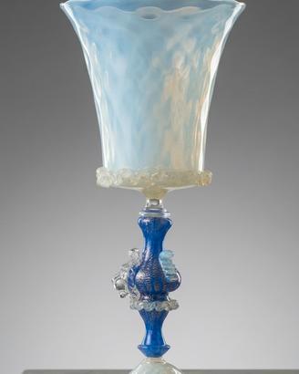 Calice d'Arte in Vetro di Murano Opalescente e Oro