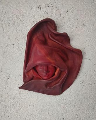antica scultura maschera in cuoio 