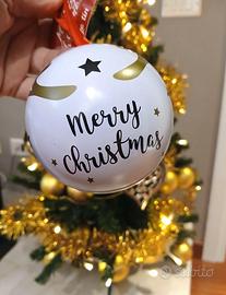 Pallina di Natale apribile in metallo nuova 