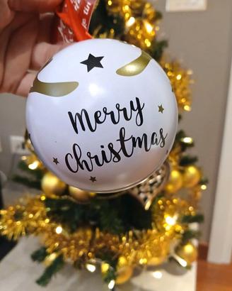 Pallina di Natale apribile in metallo nuova 