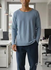 Maglioncino Zara girocollo azzurro blu da uomo
