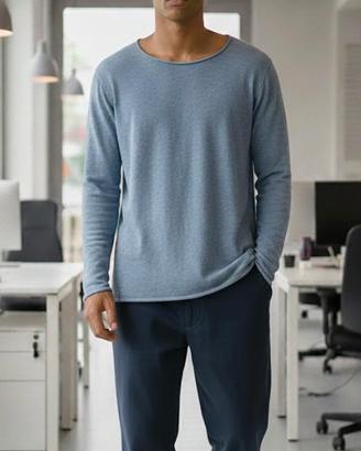 Maglioncino Zara girocollo azzurro blu da uomo