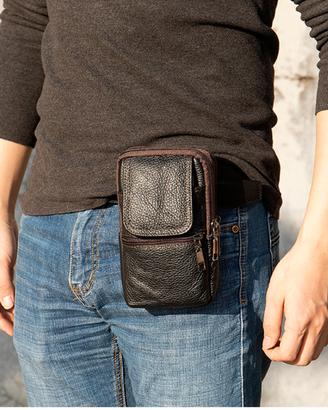 Borsello Uomo Nero a Tracolla con Porta Cintura
