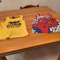 canotte Batman e spiderman 