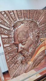 Quadro bassorilievo sacro Padre Pio