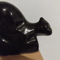 gatto in ceramica  nero decò 