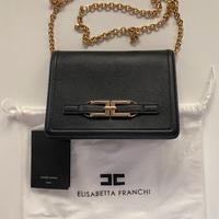 Elisabetta Franchi Borsa a Tracolla Nera Logo Oro