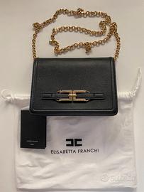 Elisabetta Franchi Borsa a Tracolla Nera Logo Oro