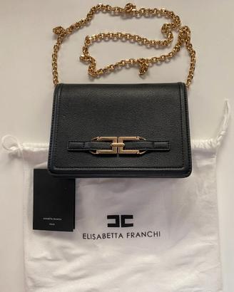 Elisabetta Franchi Borsa a Tracolla Nera Logo Oro