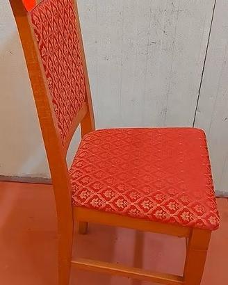 🪑 Sedia in Legno - Rivestimento in Stoffa Rossa🪑
