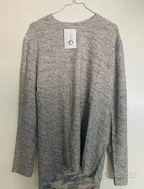 Maglione cotone beige e grigio mélange tg L